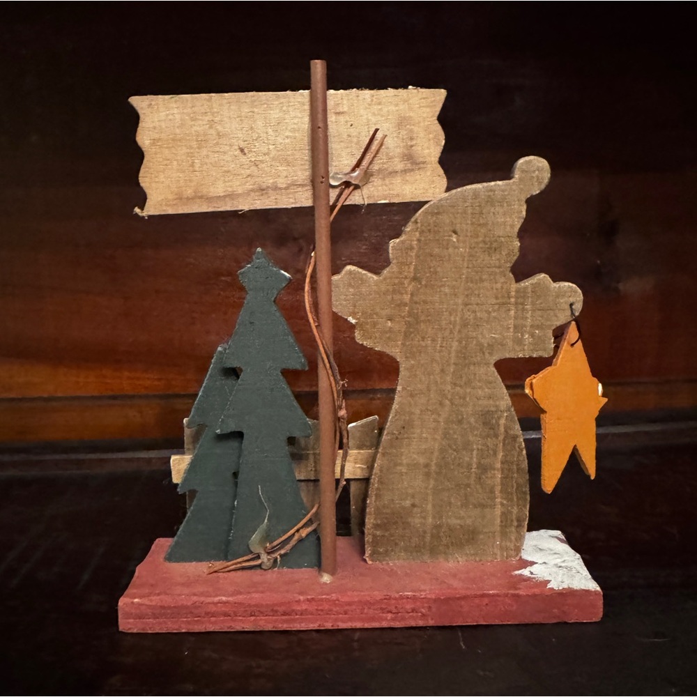 Rustic Wooden Santa Christmas Decor | Ho Ho Ho Holiday Figurine - Picture 2 of 5